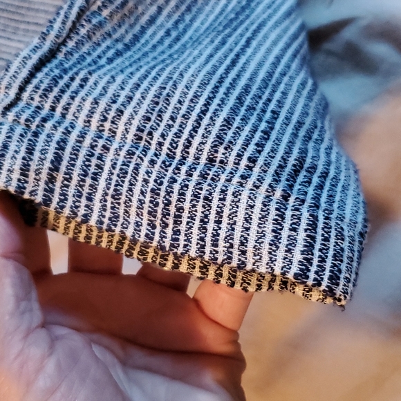 NWT Free People indigo cotton belted striped pants sz 0 small - Picture 4 of 11